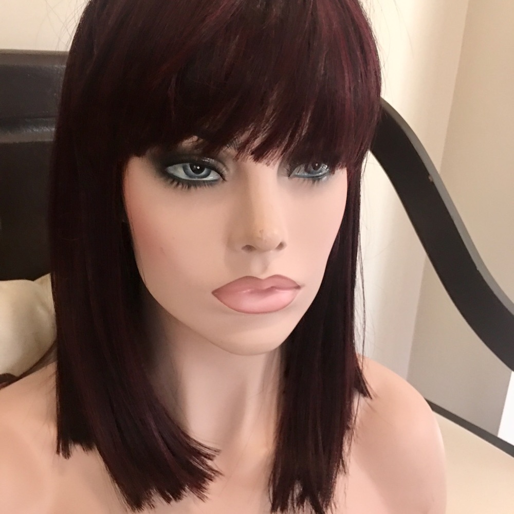 Synthetic bob wig with bangs